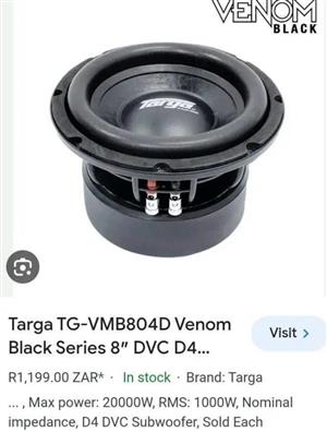 8 inch targa venom black series and targa monoblock amp