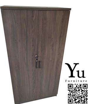 New Dark Wood Grain Locking Office Storage Cabinet