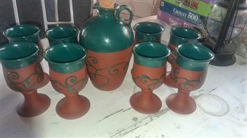 Ceramic Carafe and goblets set