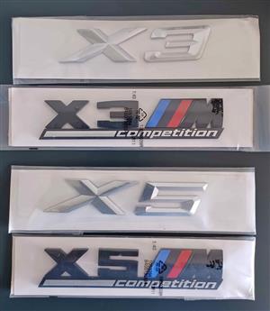 B-M-W X3 X5 Competition badges emblems labels