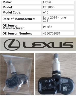 Lexus CT 200h TPMS tyre pressure monitor sensors 