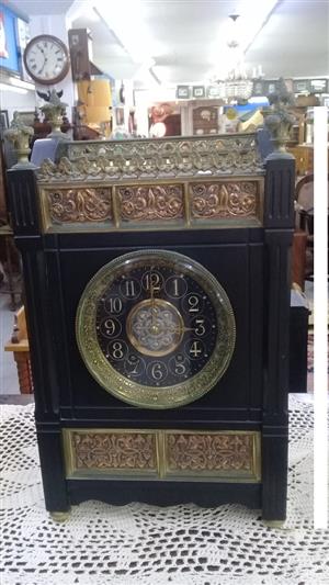 Antique Black Marble Clock For Sale