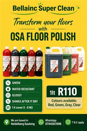 Red liquid floor polish 