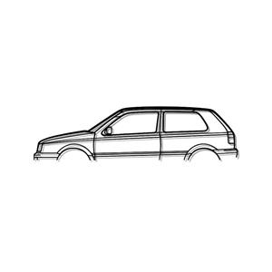 Steel Silhouette Wall Art - VW Golf Mk3 600X215X2MM