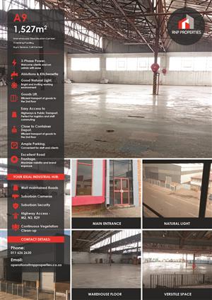 A9 – 1,527m² 2nd Floor Factory, Workshop, Distribution Space To Let