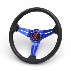 SQ Design Sport Steering Wheel - Black with Blue Aluminium Centre Spokes