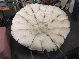 Big round cane chair with large cushion