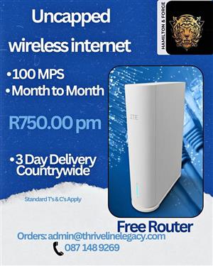 Uncapped 100Mbps Wireless Internet 