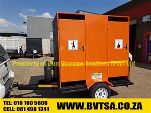 Orange toilet trailer
