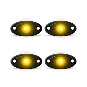 Universal Aluminium 9-LED Rocklights (Yellow) - 4 pack