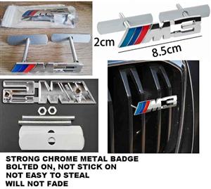 BM-W M3 chrome metal bolt on grille badge
