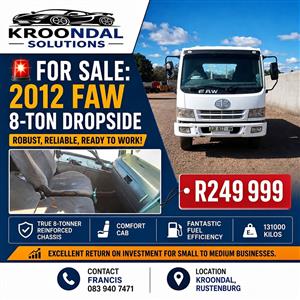 2012 FAW 8 ton drop-side truck