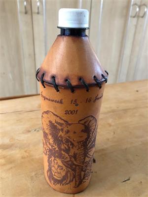 Big 5 hunting themed commemorative Leather bottle holder / cover