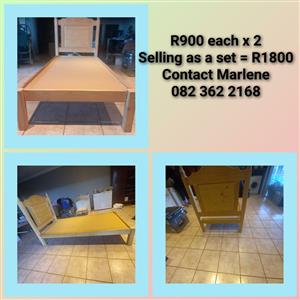 Pine single bed set of2