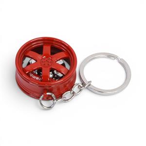 Keyring with 5-Spoke Alloy Wheel & Brake Disc Caliper (Red)