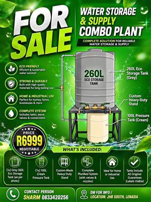 Water storage & supply combo plant for sale in Lenasia