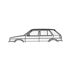 Steel Silhouette Wall Art - VW Golf Mk2 1700X600X2MM