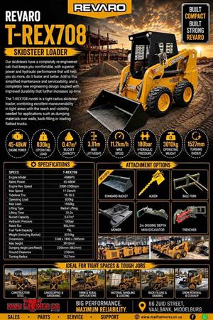New Revaro T-Rex 708 skidsteers for sale at Mad Farmer SA
