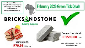 Cement Stock Brick Special per 1000 - Feb 2026