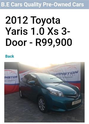 2012 Toyota Yaris 3 door 1.0 XS