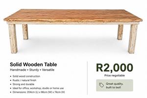 Solid Wooden Table – Large & Sturdy