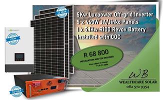 Luxpower 5 kW Off-grid inverter 5×460W panels 1×5.1 kW R100 Revov Batteries