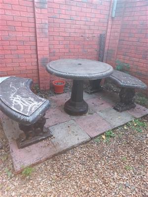 Outdoor table and benches
