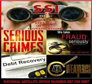 PRIVATE INVESTIGATORS IN SOUTH AFRICA WE ARE BASED NATIONWIDE SSICONSULTANTS EST.1995 T/A STRATEGIC IN-DEPTH INVESTIGATIONS O