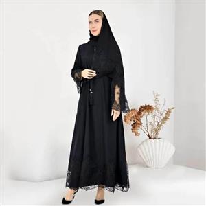 2PC KIARA ABAYA + SCARF PURPLE & BLACK FOR SALE