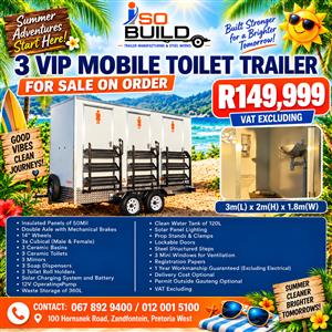 3 Vip Mobile Toilet Trailer for sale on order