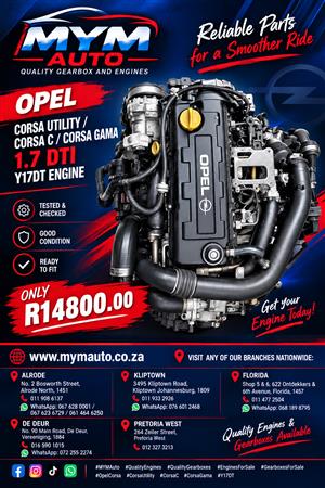 OPel Corsa 1.7 DTI Y17DT Engine
