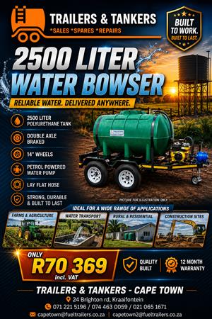 2500 LITER WATER BOWSER (POLYURATHANE)