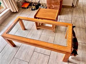 Oak & glass coffee table