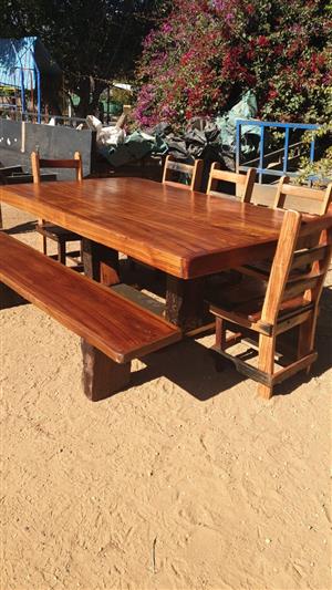 8 seat and table for sale - sleeper wood