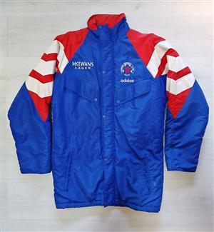 90s Glasgow Rangers Adidas Padded Football Jacket Coat McEwans Lager