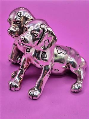 Marcello Giorgio silver-plated Dalmatian dog figurine.