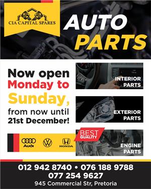Cia Capital Spares now open Monday to sunday from now until 21st December