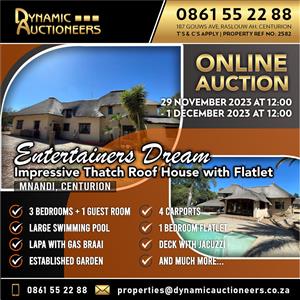 3 BEDROOM THATCH ROOF HOUSE WITH FLATLET IN CENTURION ONLINE AUCTION