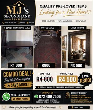 Quality pre-loved furniture, crockery, tea sets, home décor and household finds.