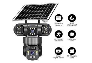 360° 4G Solar Powered wireless triple  Security Camera  Contact  for price
