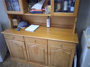 Dining table chairs and cabinet