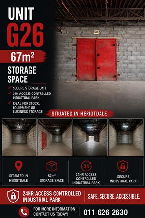 G26 – 67m² Secure Storage Unit To Let