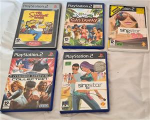 PS2 Game Bundle - The Simpsons, Sonic, Sims Castaway, SingStar (5 Games)