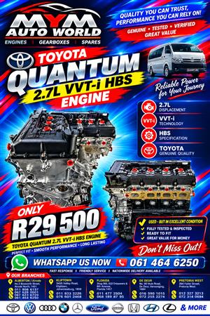 Toyota quantum 2.7L VVT-i HBS Engine
