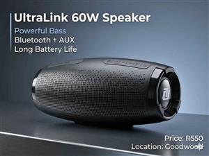 UltraLink 60W Bluetooth Speaker Powerful Bass | AUX + Long Battery | New