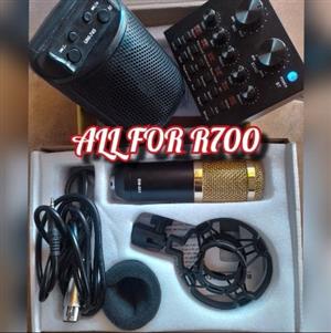 BM800 Condenser Mic + V8 Sound Card + Bluetooth Speaker 