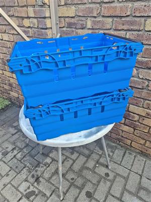 Blue crates for sale. Stackable per each