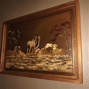 Original Pat Hesketh Kudu Painting on Copper - Large Size