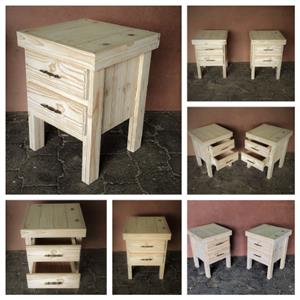 Night stand Farmhouse series 515 with 2 drawers extra height - Raw