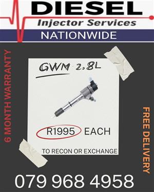 GWM 2L/2.5/2.8L DIESEL INJECTORS SOLD ON EXCHANGE INCLUED A 6 MONTH WARRANTY 
